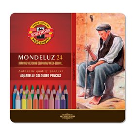 Umělecké akvarelové pastelky KOH-I-NOOR Mondeluz v kovové kazetě - různé velikosti