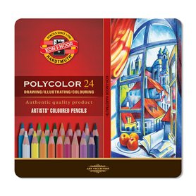 Umělecké pastelky Koh-I-NOOR Polycolor v kovové kazetě  - různé velikosti